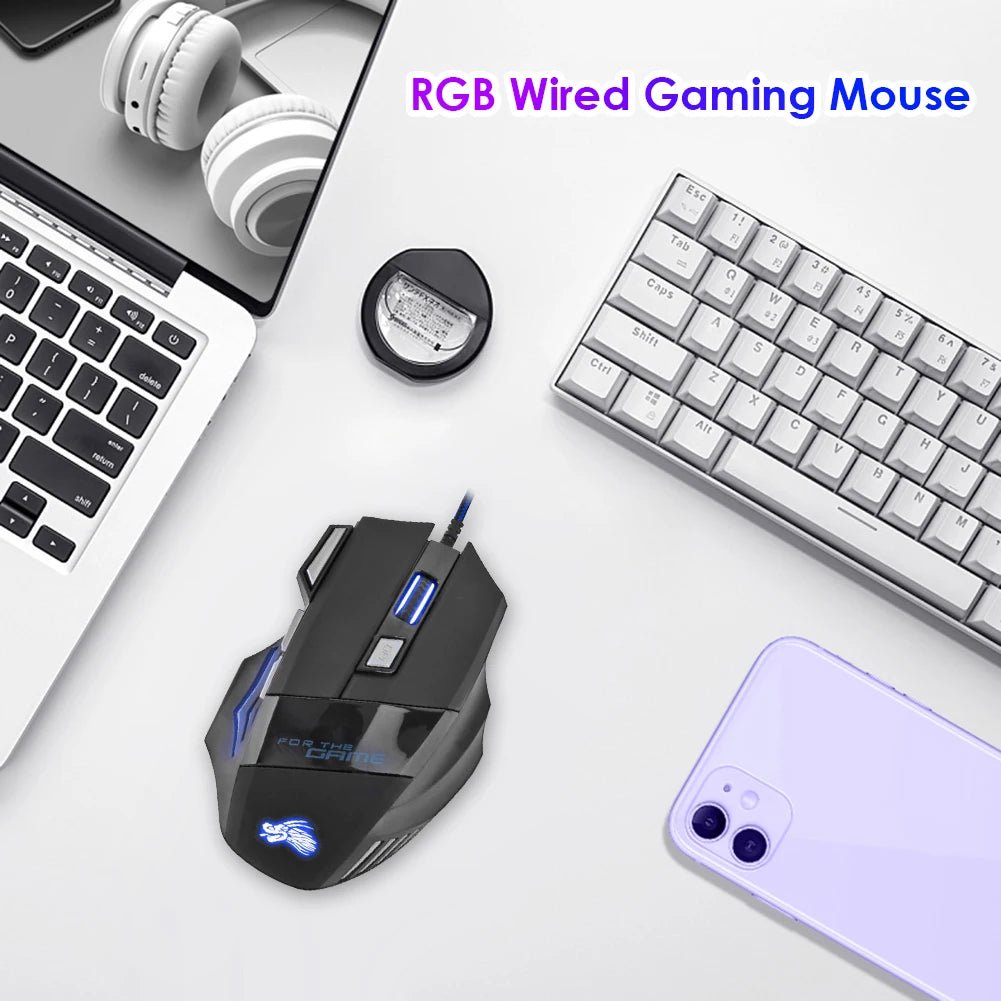 Wired Gaming Mouse – 7 Buttons, Backlit, 5500 DPI Adjustable Optical Sensor for PC Gamers - TheElecnest