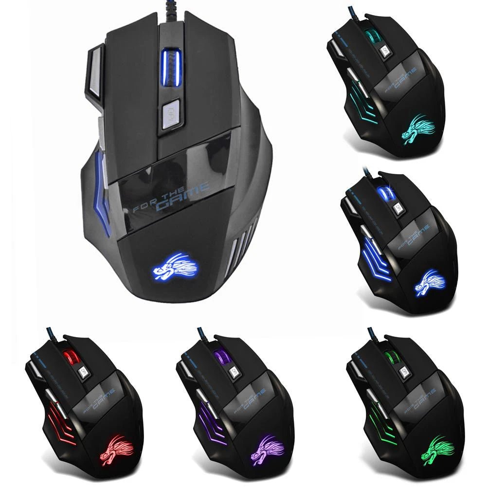 Wired Gaming Mouse – 7 Buttons, Backlit, 5500 DPI Adjustable Optical Sensor for PC Gamers - TheElecnest